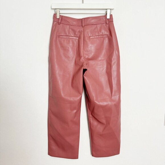 Babaton Aritzia Faux Leather Command Trouser Pants Straight Leg Mid Rise Size 2 - Picture 10 of 11